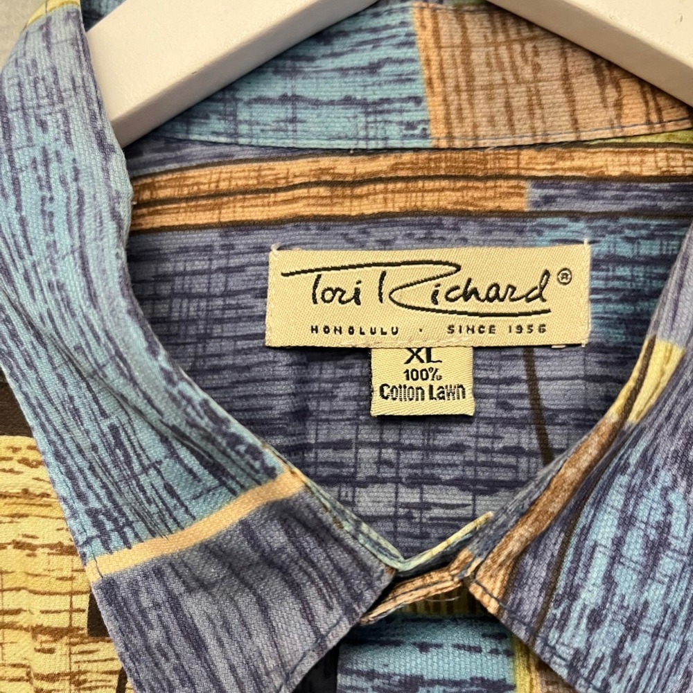 VTG Tori Richard Hawaii Shirt XL Cotton Lawn Abstract Aloha Camp Made USA 23x29 - Picture 2 of 11